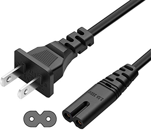 2-Pin AC Power Cable Cord – 6-Foot Heavy-Duty (Black, 100% Branded Copper) Universal Power Cord for Laptops, LED TVs, Printers, PCs, PlayStation, Recorders & Cameras