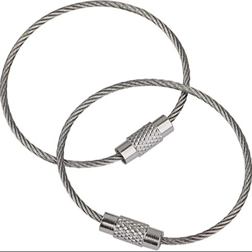 2 Pcs Stainless Steel Wire Key chains Cable Loop Key Ring Multi-Purpose Useful A One Long Life Time Premium Quality Gift Key Chan Screw Locking Outdoor Hiking Fashion