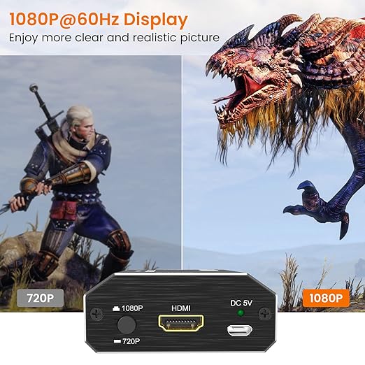 Techole SCART to HDMI Converter 1080P Video Audio Adapter with USB Power Cable for TV, Monitor & Projector