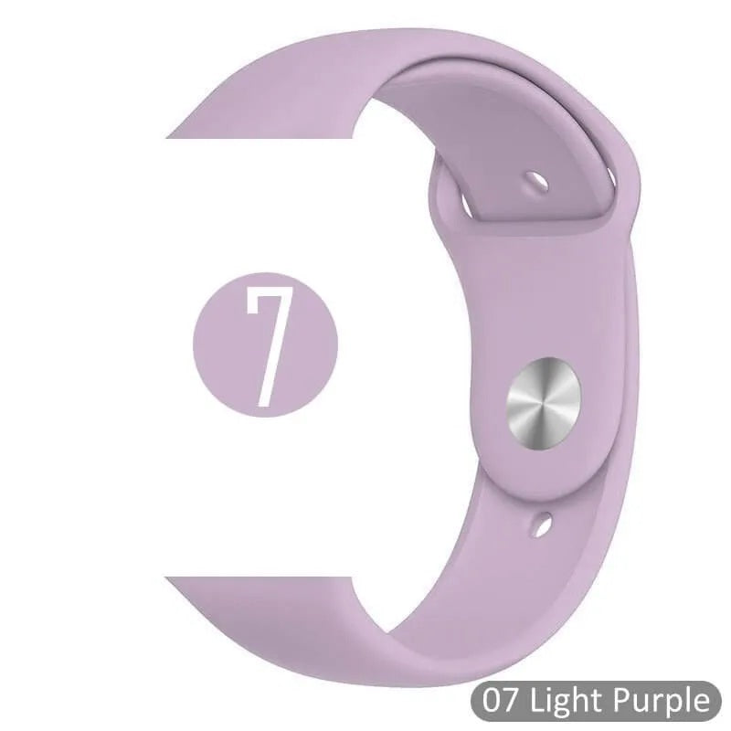 new fashion color full Bright Sports Silicone I Watch Band – Light Purple 42mm 44mm 45mm 49mm with lock