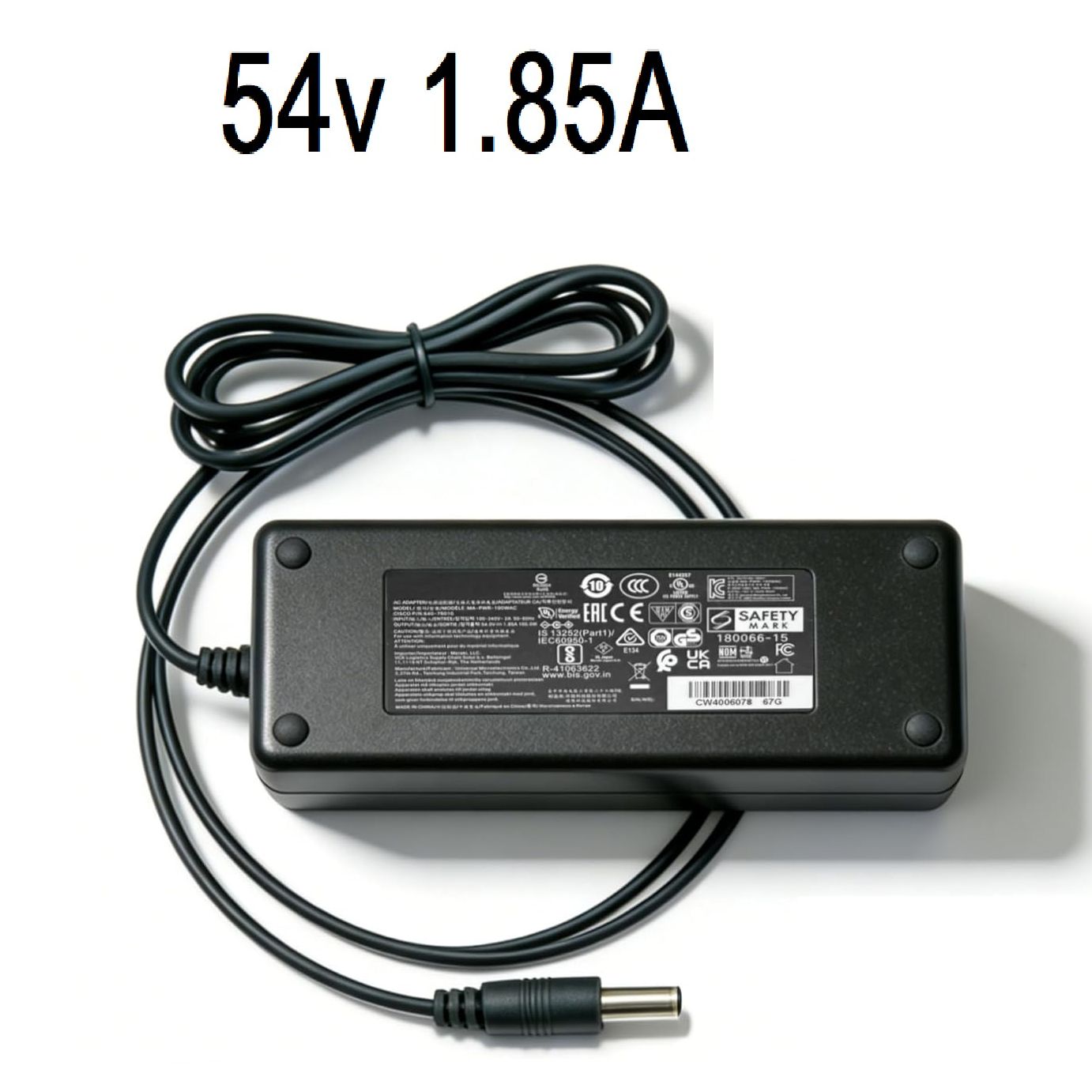 Universal 54V 1.85A 100W Power Supply 6.5mm Pin for Cisco Meraki MA-PWR-100WAC (640-76010) – Compatible with MX68, MX68W, MX68CW, MX75