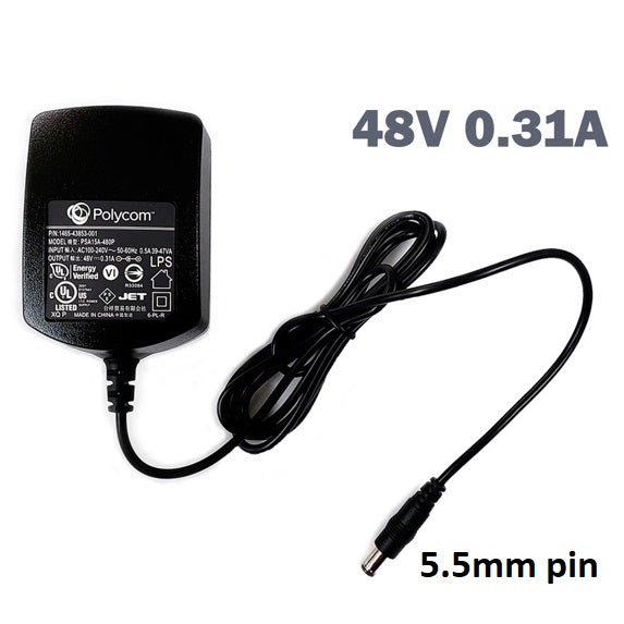 48V 0.31A 5.5mm pin Genuine Polycom AC Adapter Phone Power Supply