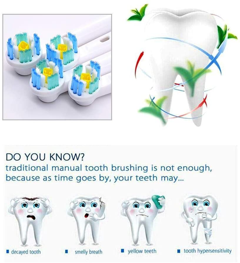 EB18-P Replacement Brush Heads for all Oral-B electric toothbrushes except ultrasonic brushes 4 Pcs Toothbrush Heads EB18P 3D White Replacement Brush Heads A One 100 % Premium Quality