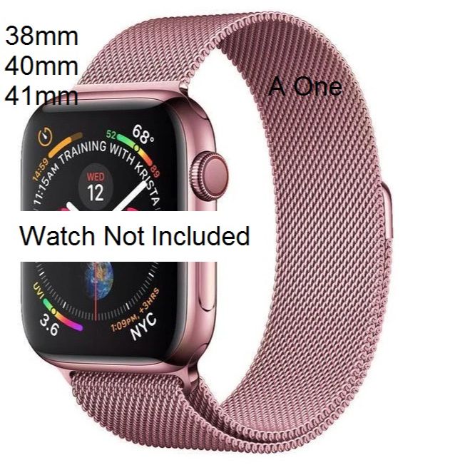 Rose Gold I Watch Band Magnetic Milanese Loop Stainless Steel Bracelet Strap Replacement Wrist Band for I Watch ( 38mm / 40mm / 41mm - Tea Pink)