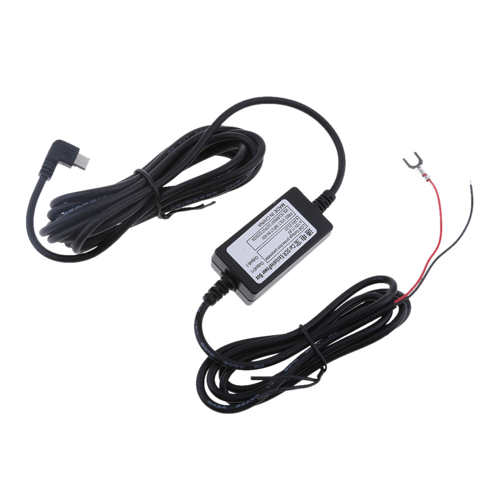 Car DVR Exclusive Power Box Adapter DC Power 90° Left Micro USB Cable 3.5m 12V to 5V Universal