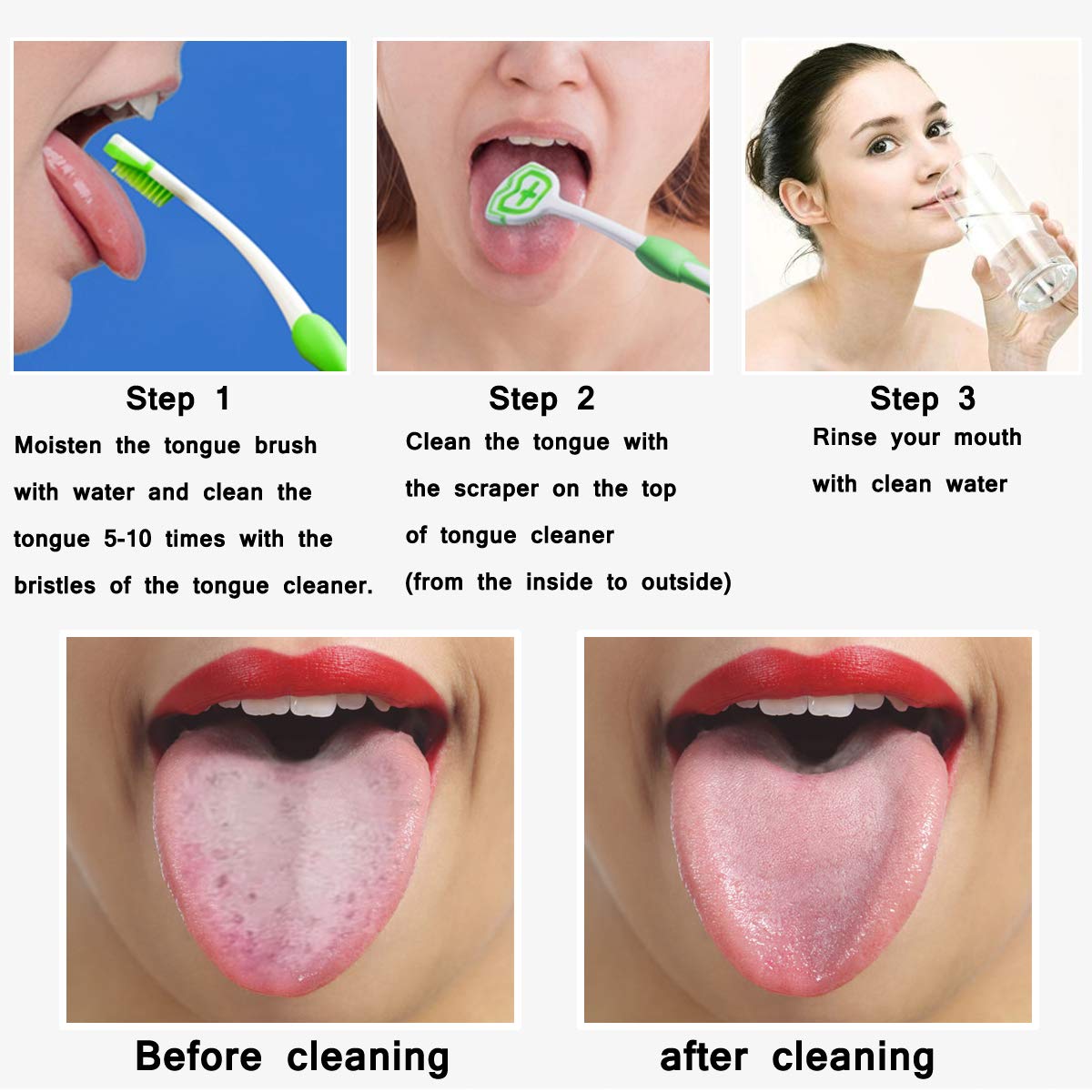 Tongue Scraper Antibacterial Tongue Cleaner Tongue Brush, Helps to Fight Bad Breath A One Long Life 1 Pcs Material: TPR