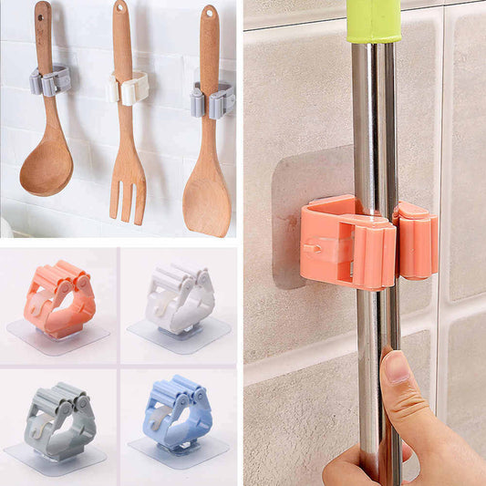 1Pcs Mop Broom Holder Wall Mounted Mop Holder Household Adhesive Storage Broom Hanger Mop Hook Racks Kitchen Bathroom Organizer