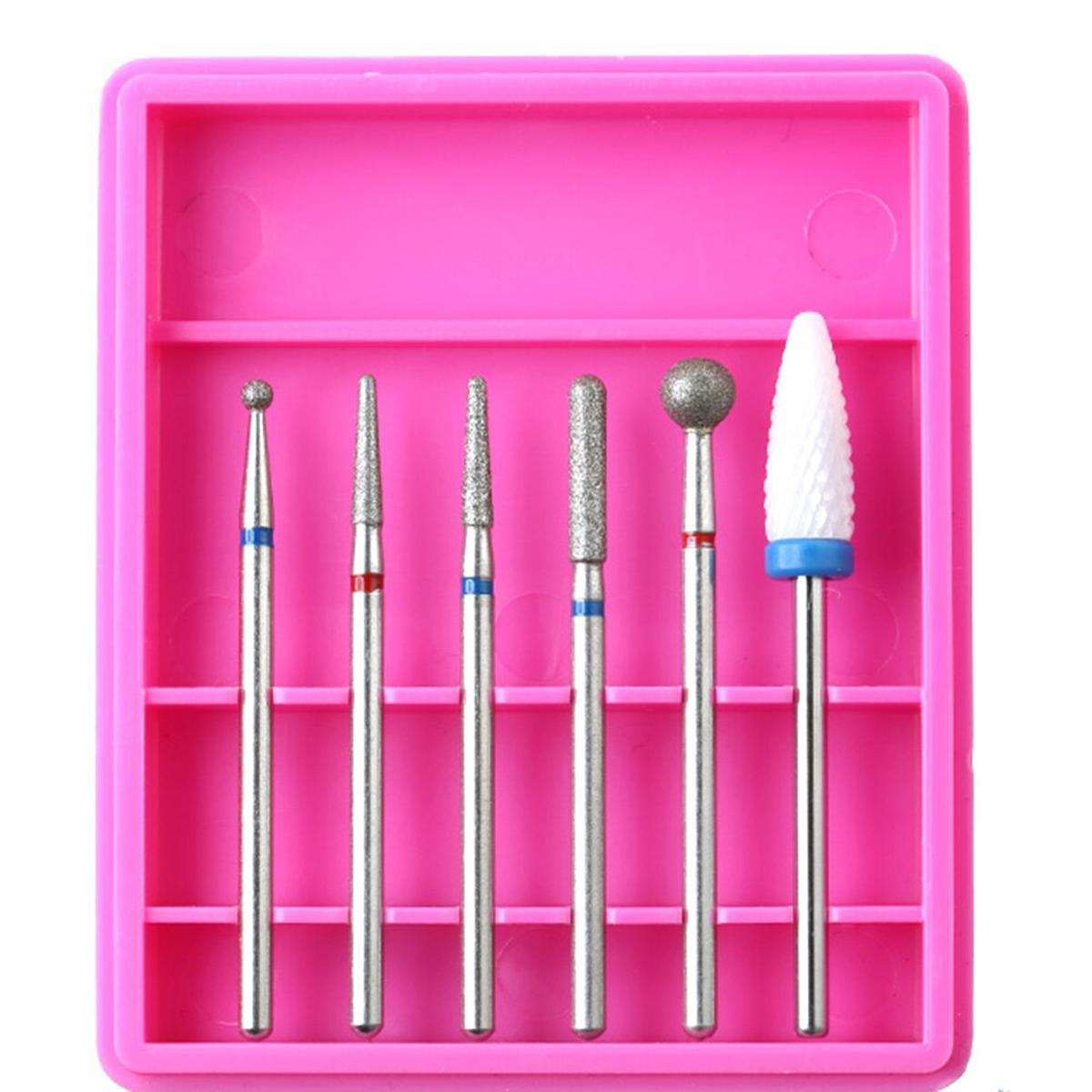 ceramic diamond nail drill bit, rotat electric bur 6pc Rotary Nail Drill Bit Set Manicure Drills, Cutters Diamond Ceramic Electric Manicure Machine Nail Art Tools