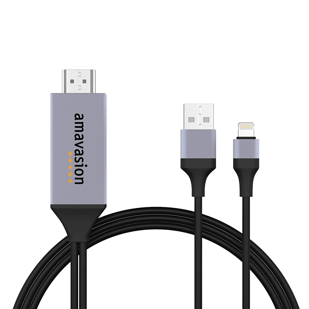 HDMI Cable for Apple, MFi Certified Amavasion Lightning to HDMI Cable for Apple to TV/Projector Supports Digital AV 1080P HDTV Compatible with Apple Series