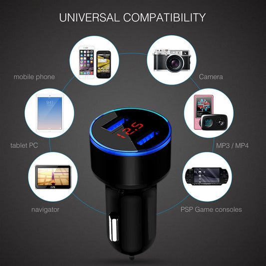π Dual USB Car Charger with Digital Voltmeter Fast Charging | Real-Time Battery Monitoring | Smart Car Gadget