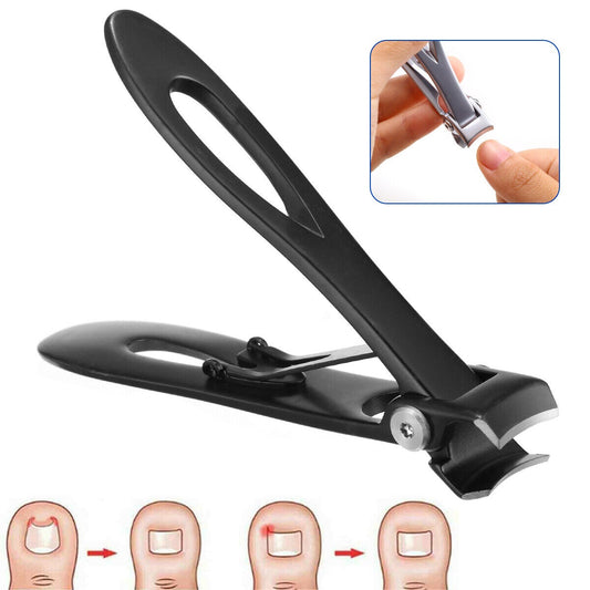 Nail Clippers, 15mm Wide Jaw Opening Nail Cutter with Sharp and Sturdy Blade, Surgical Grade Stainless Steel Fingernail Toenail Clippers for Thick Nails, Black