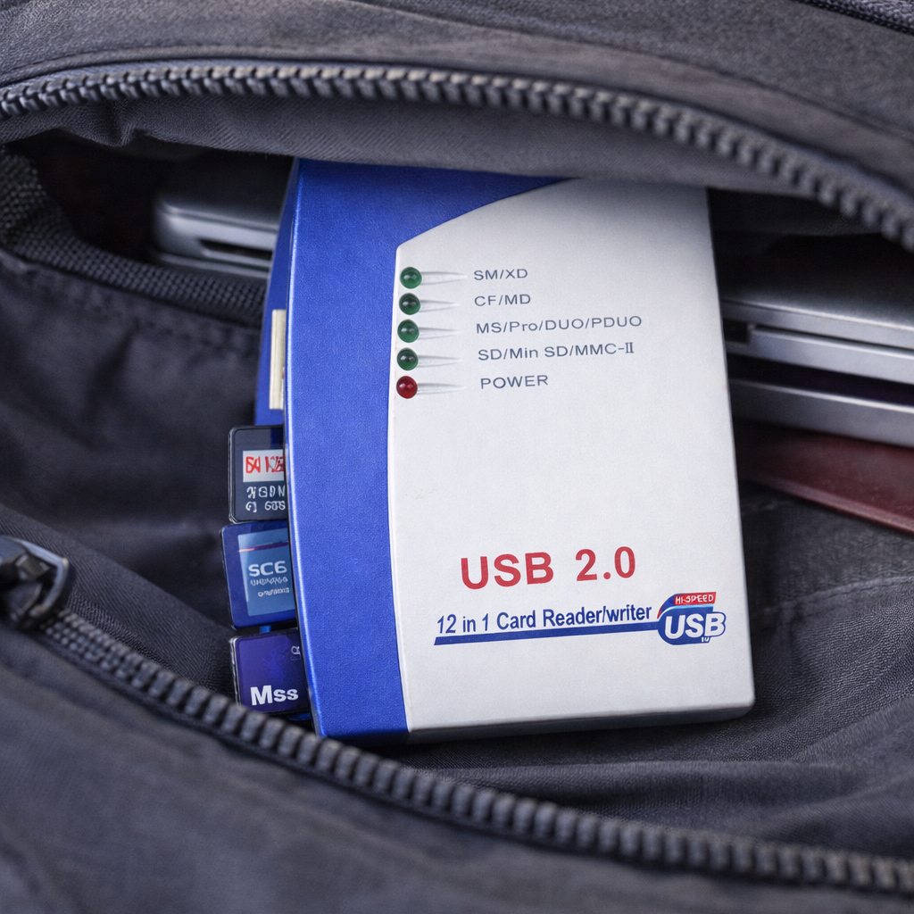 USB 2.0 12-in-1 Multi Card Reader – All-in-One Memory Card Reader for SD, MMC, MS, CF, XD (High Speed)