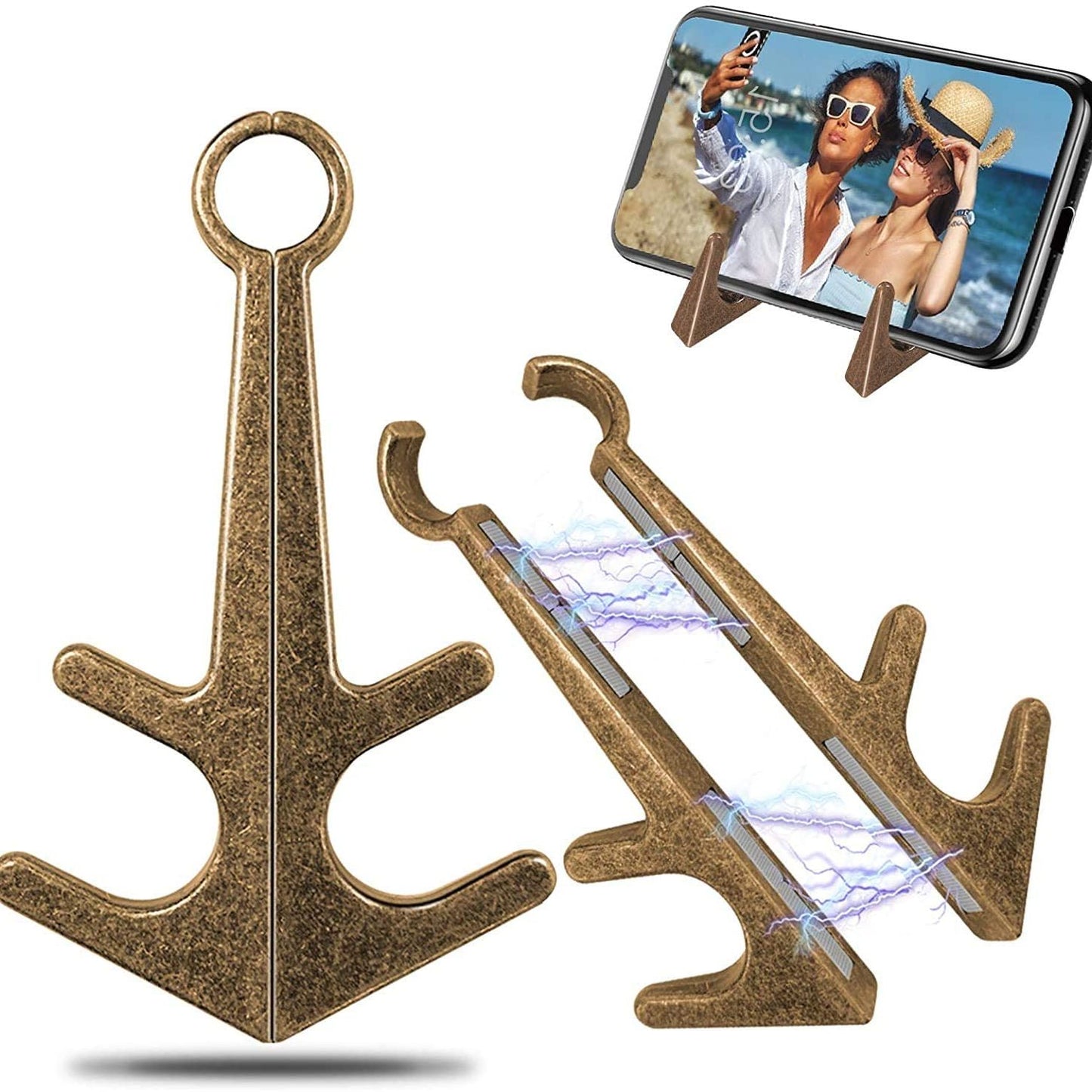Anchor Support,Universal Table Phone Holder, Aluminum Alloy Material for all mobiles , Desktop Stand, Support Magnet Anchor, Cellphone Holder Mount, 1Pair, Copper