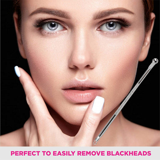 2 Pcs Silver Blackhead Comedone Cleaner Clean Remover Acne Blemish Pimple Extractor Tool Face cleaning care needle cleanser 12.5 CM