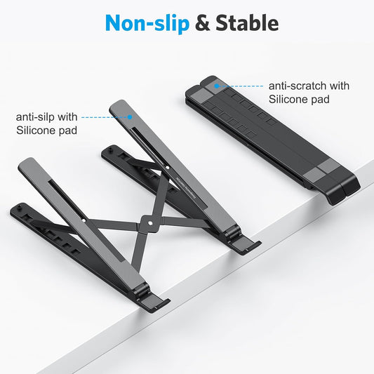 Adjustable Laptop Stand for Desk, Ergonomic 7-Level Angle Laptop Riser, Portable ABS Computer Stand Holder for 10–15.6 Inch Laptops & iPad
