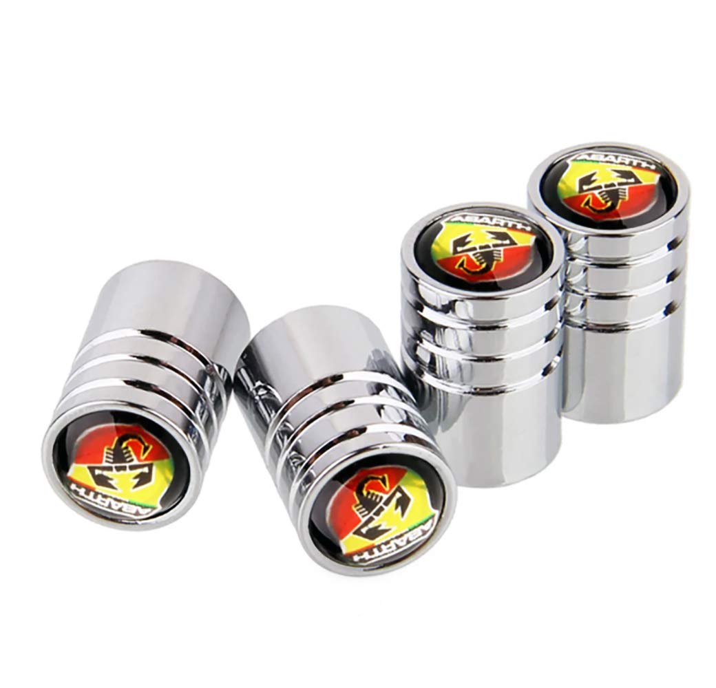 4 Pcs Stainless Steel Car Tire Valve for Abarth Logo Car Vehicle Wheel Tyre Valves customize modified car.