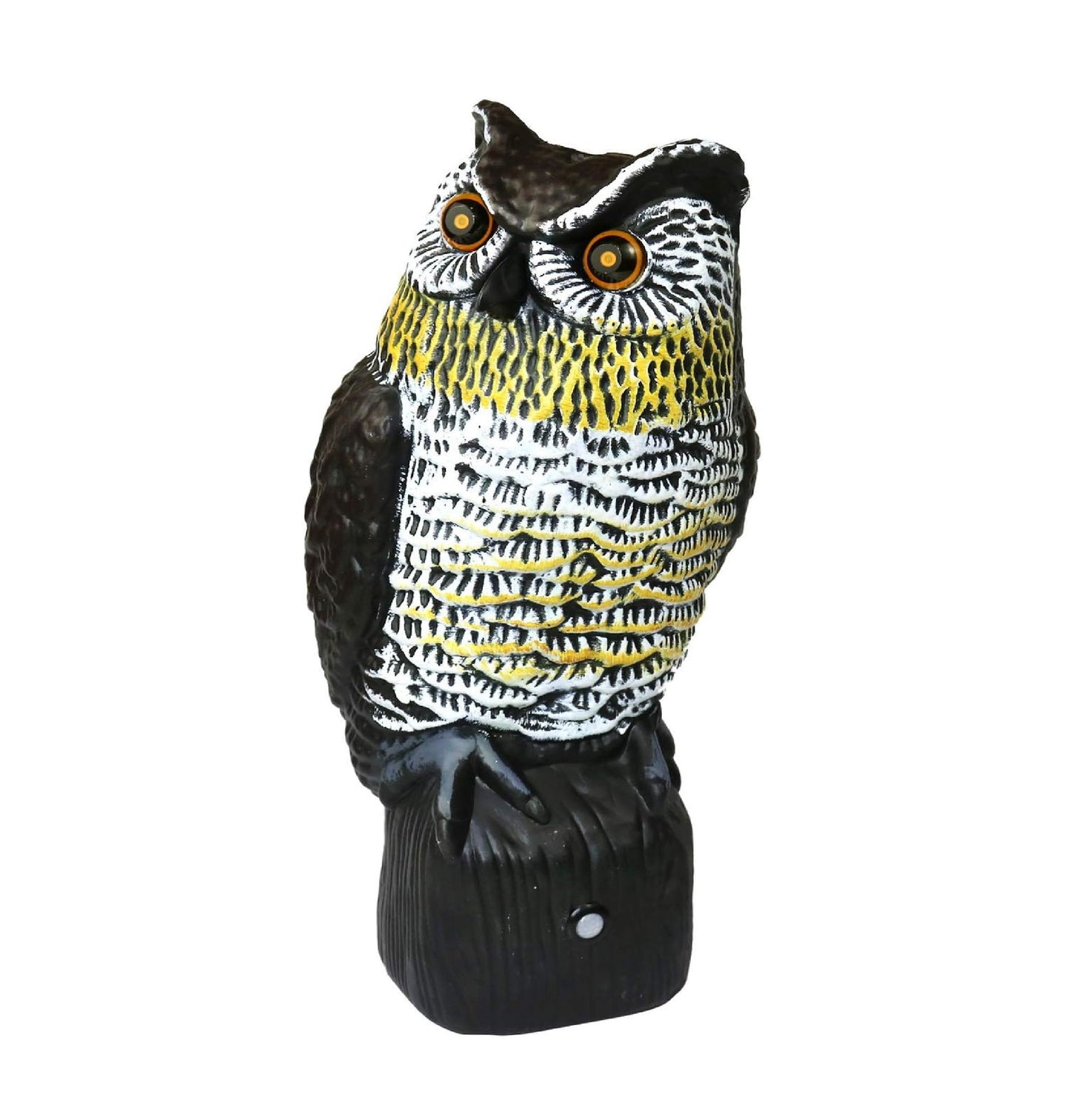 16" Solar Motion Sensor Hooting Owl Decoy – Solar Powered Bird Deterrent with Sound & Red LED Eyes, Motion Activated Fake Owl for Garden Pest Control