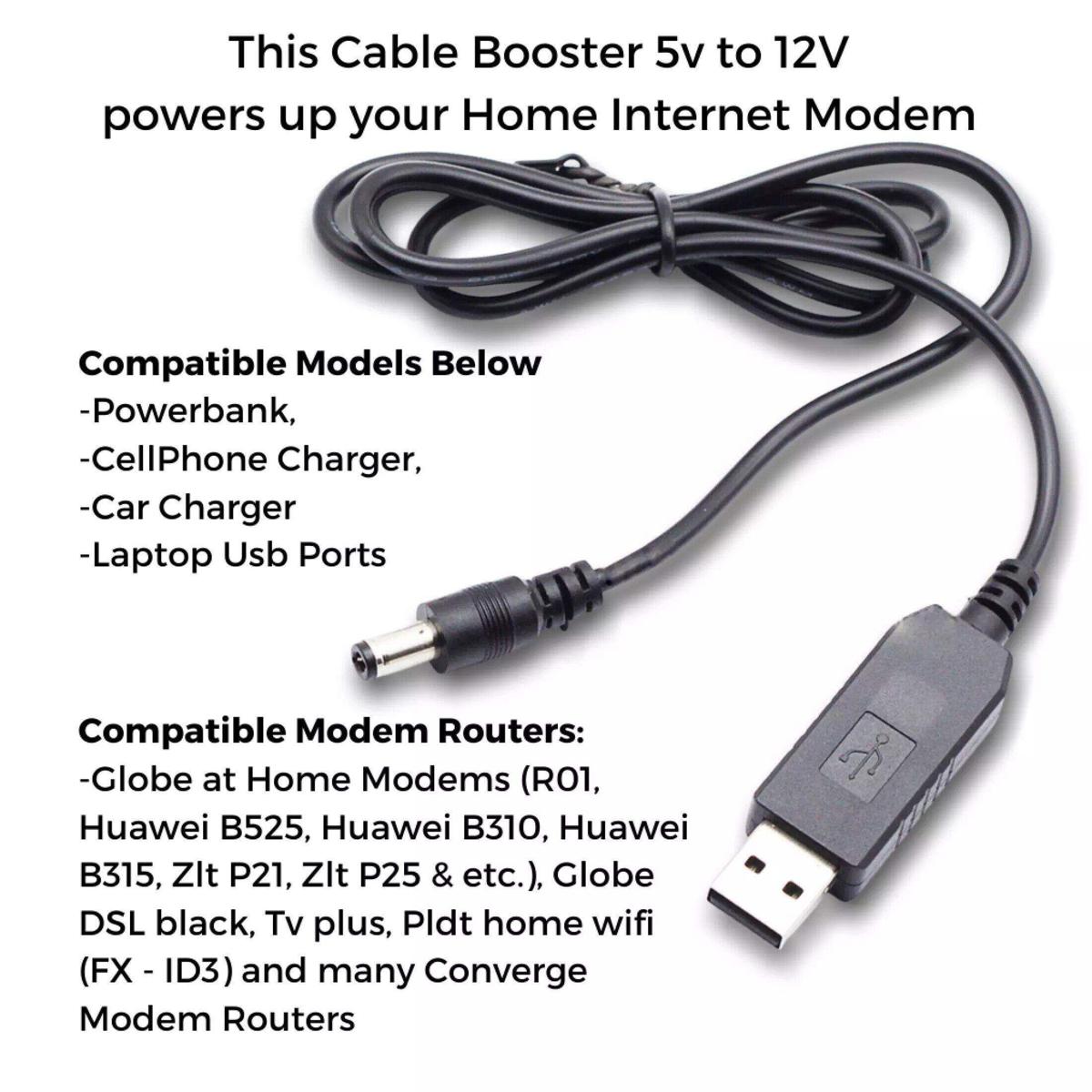 USB DC 5V To 12V Step-Up USB to Router Boost Module Converter Cable 5.5x2.1mm Male Connector for Routers