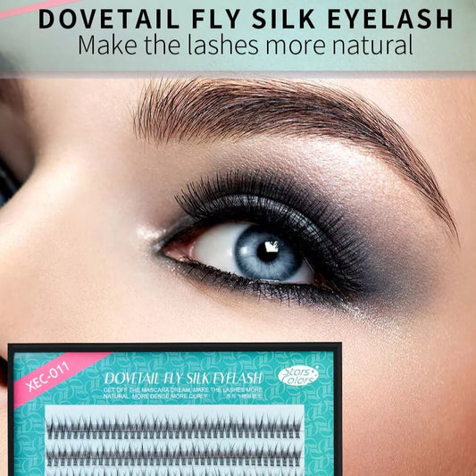 Natural Fan Eyelashes High Quality Fish Tail Silk False Eye Lashes C Curl 10mm Dovetail Fly Eyelash Extension Makeup