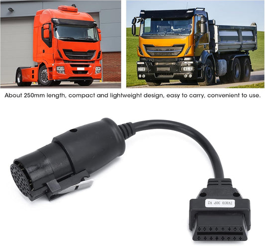 Compatible CDP+ TCS 30pin for IVECO to 16 pin Heavy Duty Extension Cable for IVECO Truck 30 Pin to 16Pin OBD2 OBDII Connector