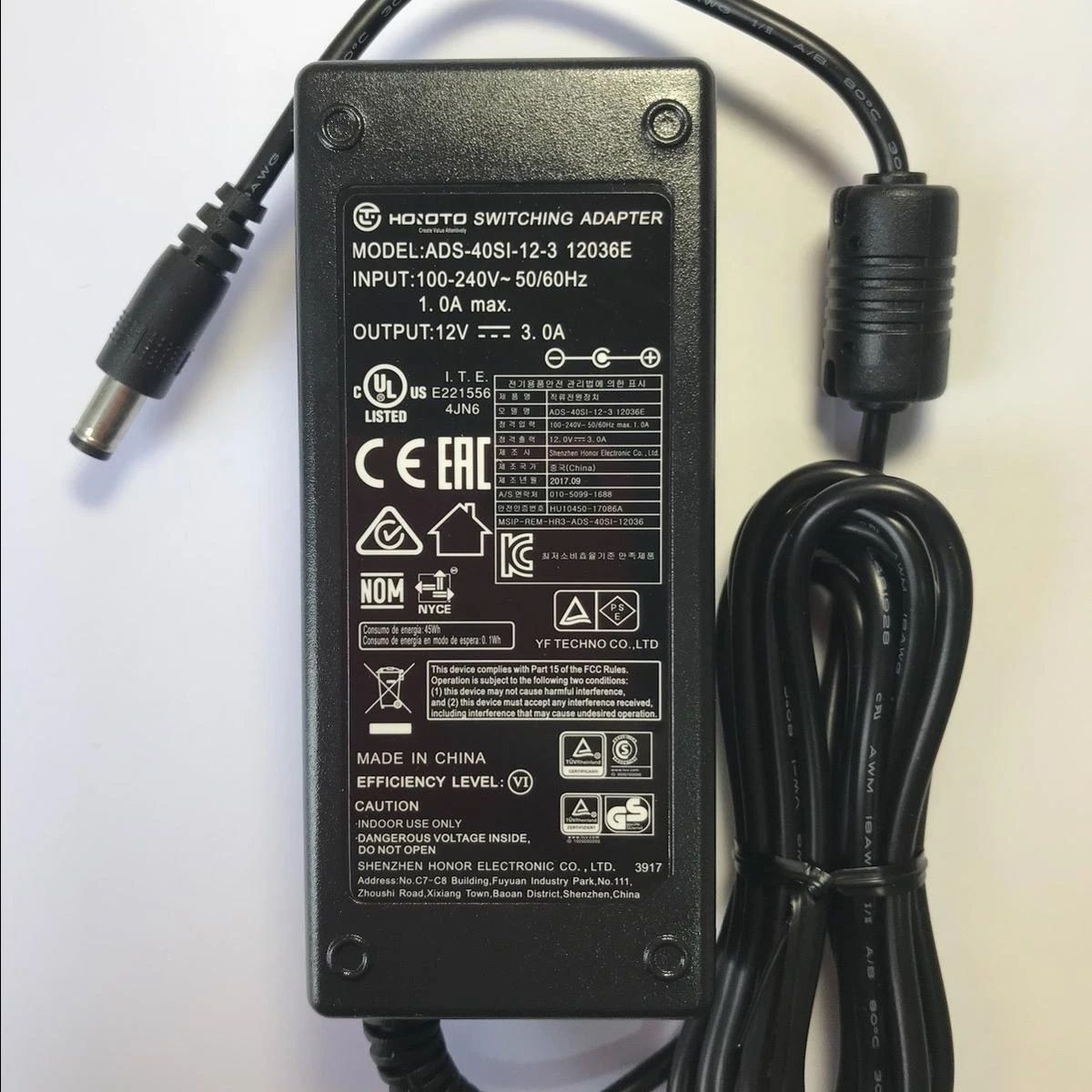 12V 3A 36W New Genuine HOIOTO AC DC Adapter 5.5×2.1mm For Lcd Monitor Power Supply Charger Cctv Camera Led Fan Battery DVR NVR All 12v etc 12V 3.0A ADS-40SI-12-3 12036E 12.0V Switching Adapter Power Supply 12036 Energy Saving A One Long Life Hi Quality Pr