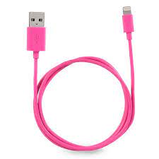 Pink USB cable on a white background
