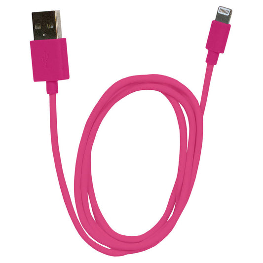 Pink USB cable with connectors on a white background