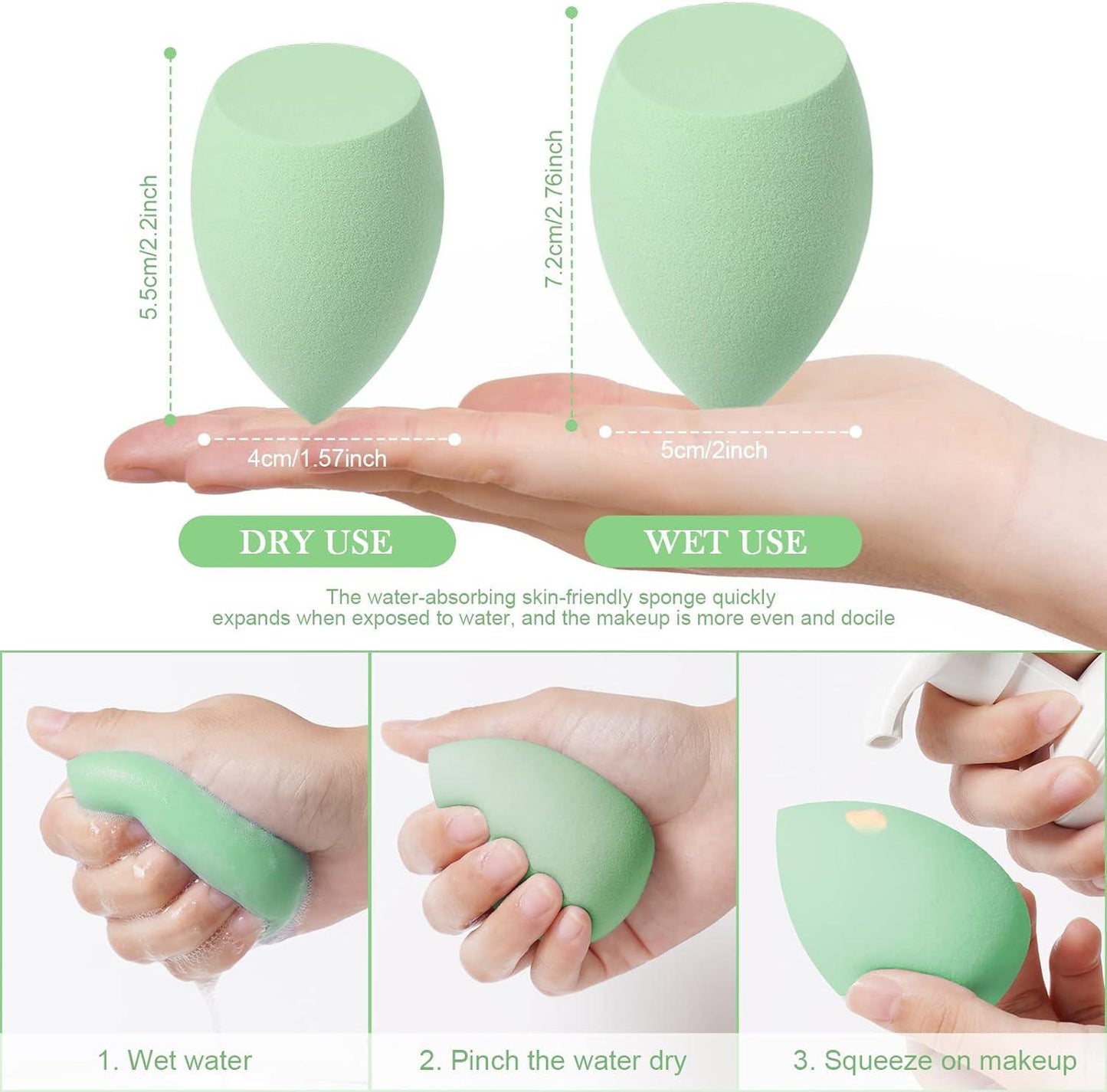 3 Pcs Makeup Beauty Blender Sponge Set – Soft Latex-Free Makeup Sponges for Liquid & Cream Foundation, Reusable & Washable, Suitable for All Skin Types | Pack of 3 | A One Quality