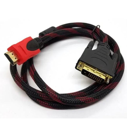 Branded HDMI to DVI Cable 2M (24+1 Pin) – Full HD 1080p Gold Plated Connector | Premium Quality Video Converter Cable