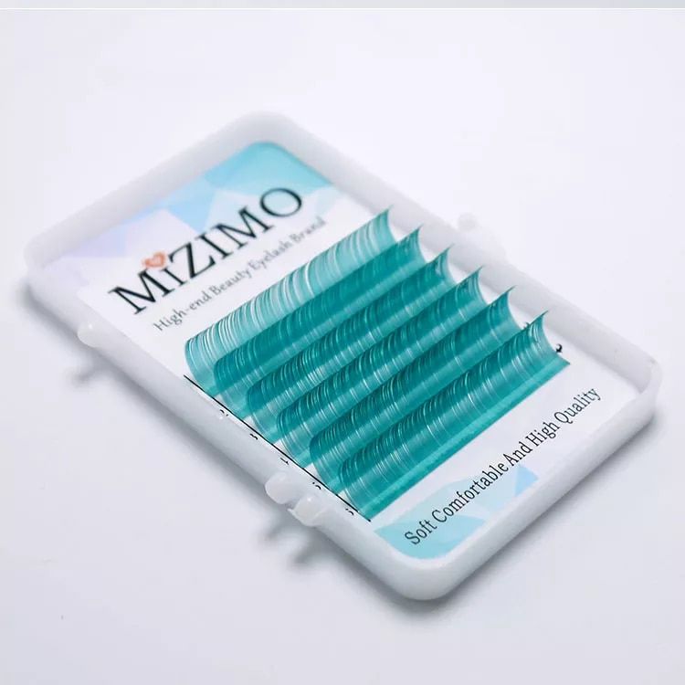MIZIMO Sea Blue Eyelash Extensions 0.10mm C Curl 12mm Artificial Mink Hair Lash Grafting for Salon & Makeup