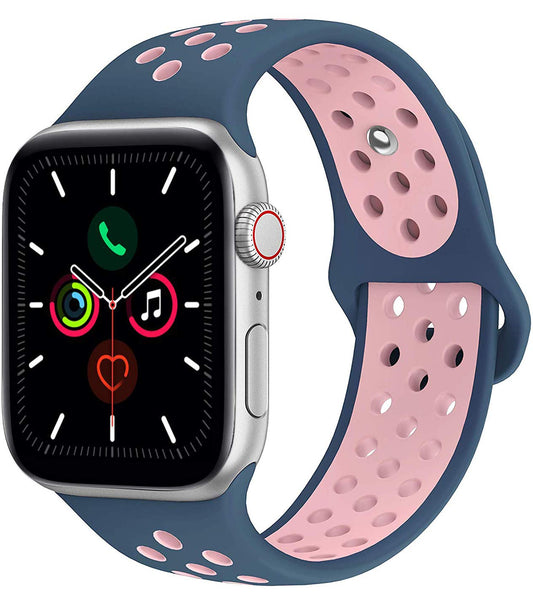 unique Color new fashion Watch Band 38mm Series 1 Series 2, Vax iWatch Strap Soft Sports Silicone Bracelet Wristband Replacement Watchband with Quick Release for iWatch Sport Band (38mm, 40mm Midnight Blue/Pink) (Watch Not included)