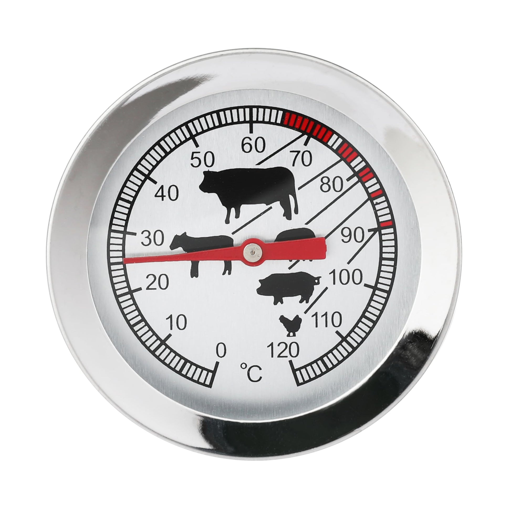 Stainless Steel Roasting Thermometer, Analogue and Wireless Meat Thermometer for Kitchen and Grill, Ideal Steak, Meat, Poultry, 5.3 x 11 cm