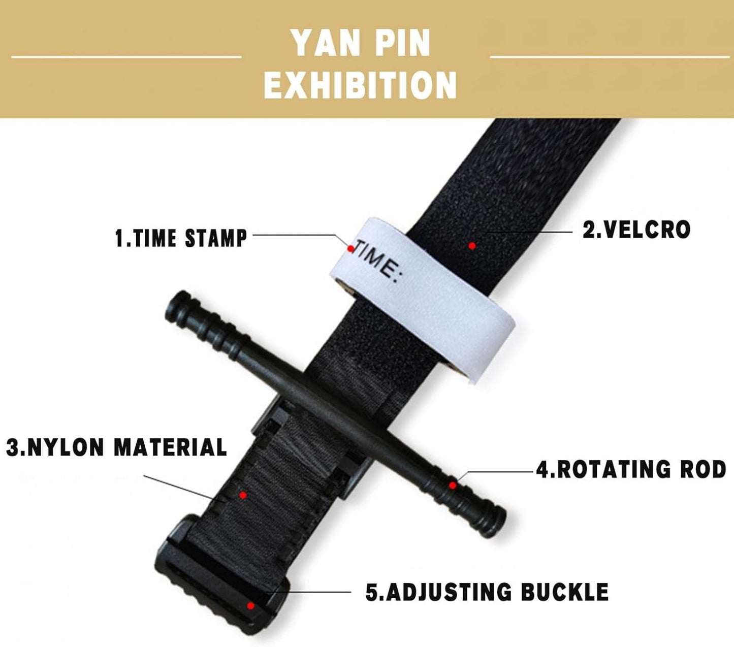 Tactical Emergency Tourniquet Aluminum Rod One-Handed Operation Spinning First-Aid Supplies Rescue Life Outdoor Survival Tool