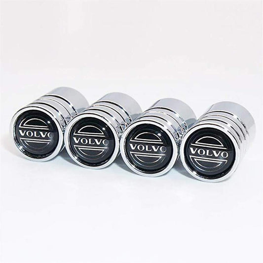 4 Pcs Volvo Original White Series Car Wheel Metal Tire Valves Emblem Tyre Stem Air Caps Cover 4pcs