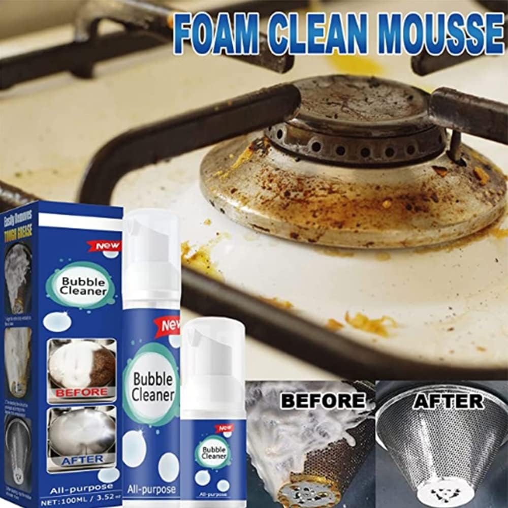 Foaming Heavy Oil Stain Cleaner, Foam Spray Cleaner, All-Purpose Bubble Cleaner, Foam Rust Remover Kitchen All-Purpose Cleaning Bubble Spray, Rinse-Free Cleaning Spray Grease Stain Removal (200ML)