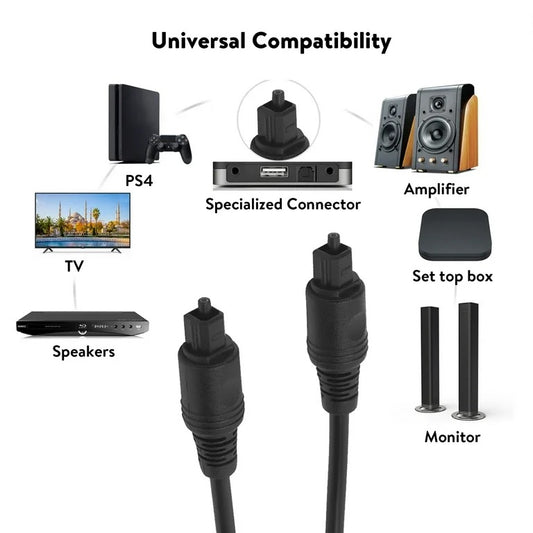 Optical Cable 1.5 Meter toslink-cable  5 FT Digital Fiber Optic Audio Cable Cord Optical SPDIF TosLink Model AH81-11681A High Quality Sound Bar TV Cable, Black