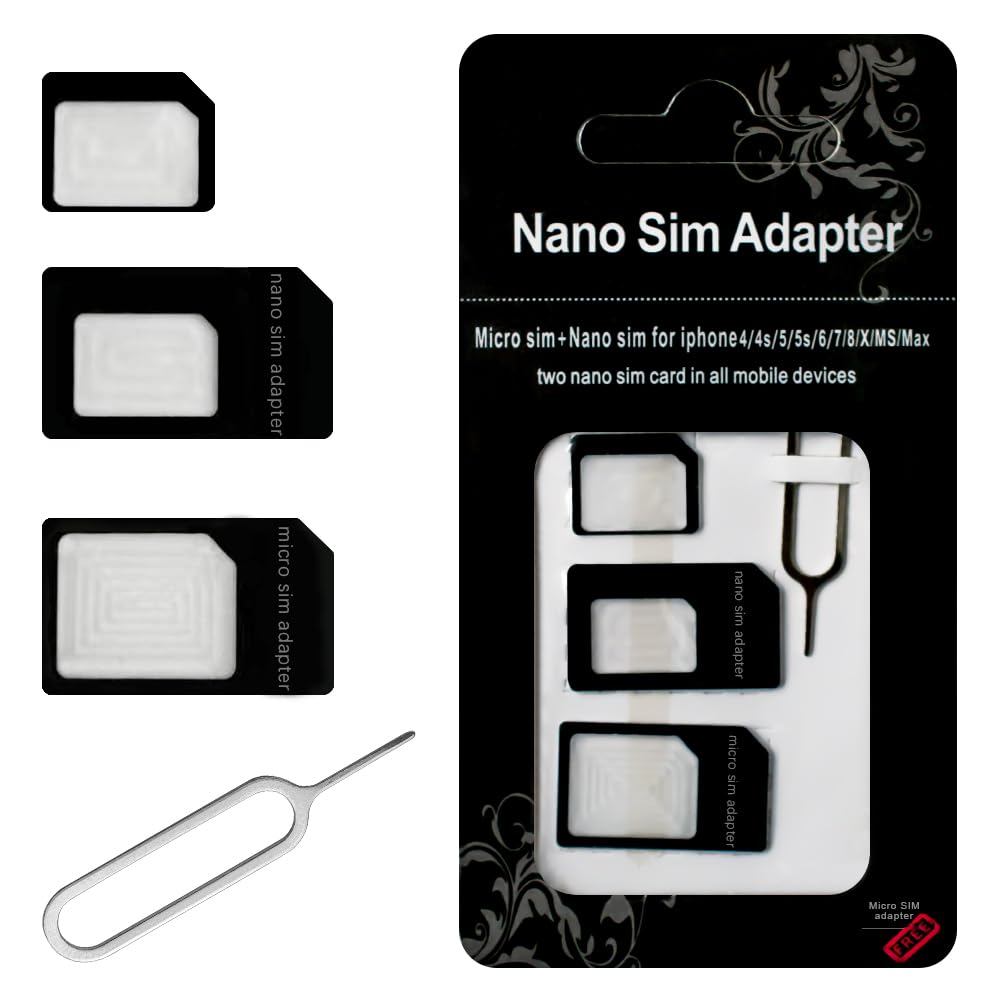 Pack 1 Nano ject Card Adapter, Converter Kit Nano to Micro SM/Standard with Tray Eject Pin for iPhone,Android Smartphones and Mifi Hotspot Devices