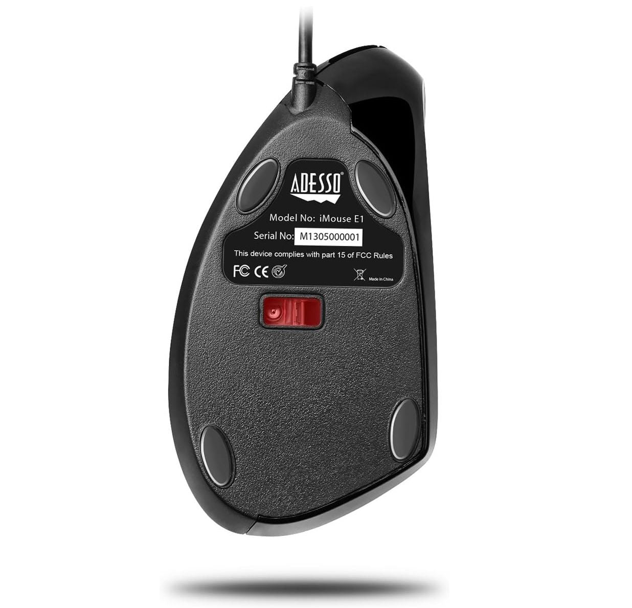 Adesso iMouse E1 Vertical Ergonomic USB Mouse – 1600 DPI Illuminated Optical Wired Mouse with 6 Buttons for Right-Handed Users