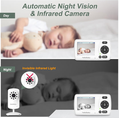 HelloBaby HB30 Video Baby Monitor  Digital Camera & Audio | No WiFi • No App | Safe & Secure | 2.4” Portable Screen
