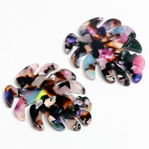 Tortoise Shell Acetate Acryli Earring Charms,Monstera Leaf Shaped Pendant,Earring Parts