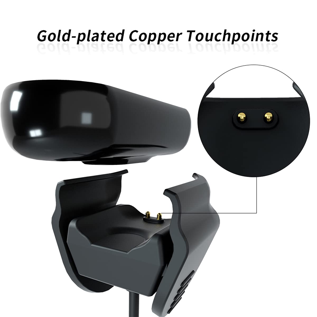 Xiaomi Mi Band 3/4 Charger Clip On Charging Cable, Gold Plated Pins Hi Quality Long Life Product for mi 4 Charging Cable No need to Remove mi4 band from Strap