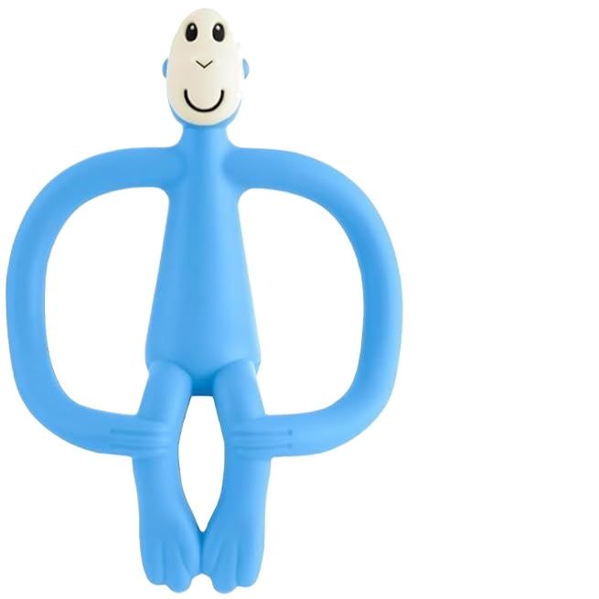 Matchstick Monkey, Original Teether & Gel Applicator, Silicone, Easy To Grip, BPA Free, 3 Months Old+, 10.5 cm, Light Blue and pink  Monkey