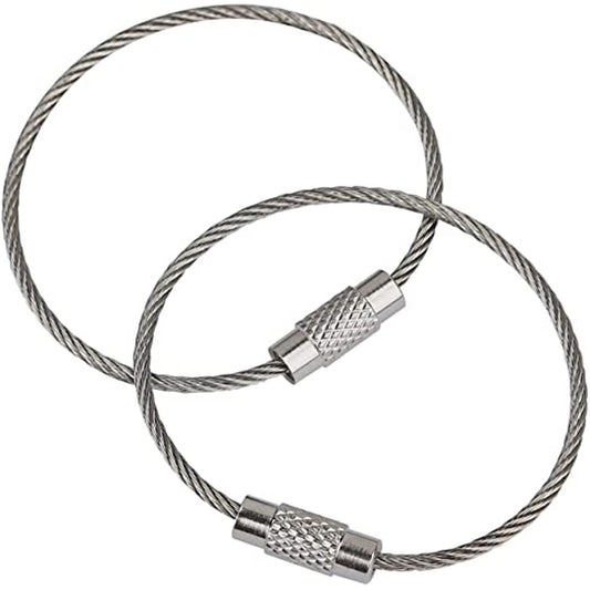 2 Pcs Stainless Steel Wire Key chains Cable Loop Key Ring Multi-Purpose Useful A One Long Life Time Premium Quality Gift Key Chan Screw Locking Outdoor Hiking Fashion