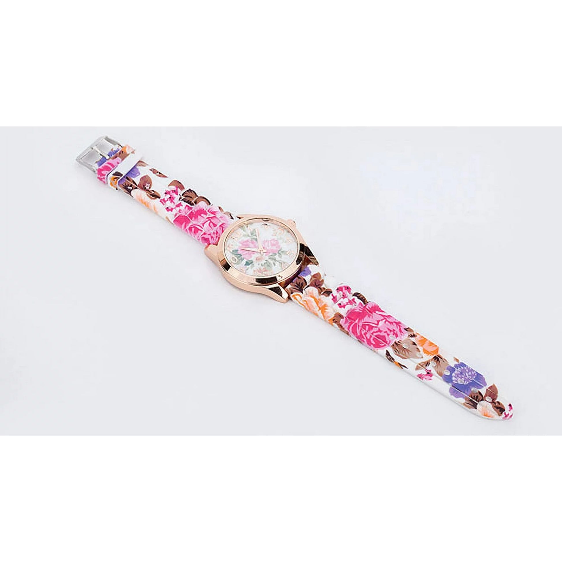 Girl's Silicone Printed Flower Causal Quartz WristWatch