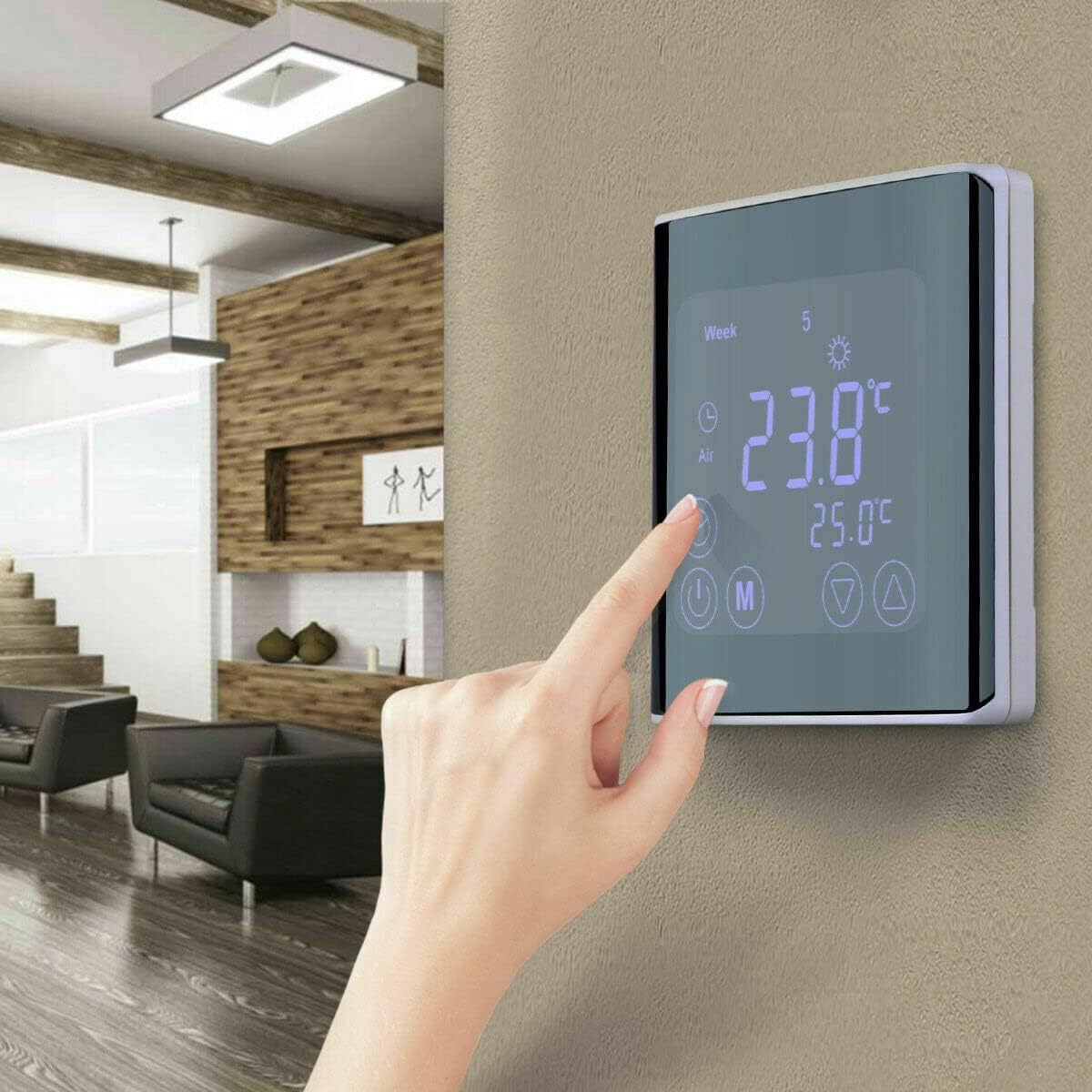 Thermostat Programmable C17 Electric Heating 16A Concealed LCD Display