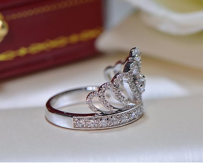 luxury Rings For Women Engagement Ring Princess Crown Ring Jewelry Women Sweet Rings Female