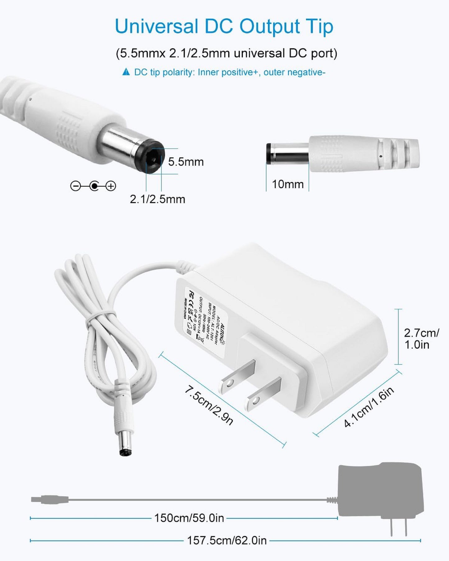 12V 1AMP DC Power Adapter Powers Supply(AC Input 100-240V Dc Output 12 Volt 1 Amps)CCTV Camera,SMPS for LCD Monitor,Router Modem,LED Strip Light,Set Top Box,Router,TV Power Adaptor,