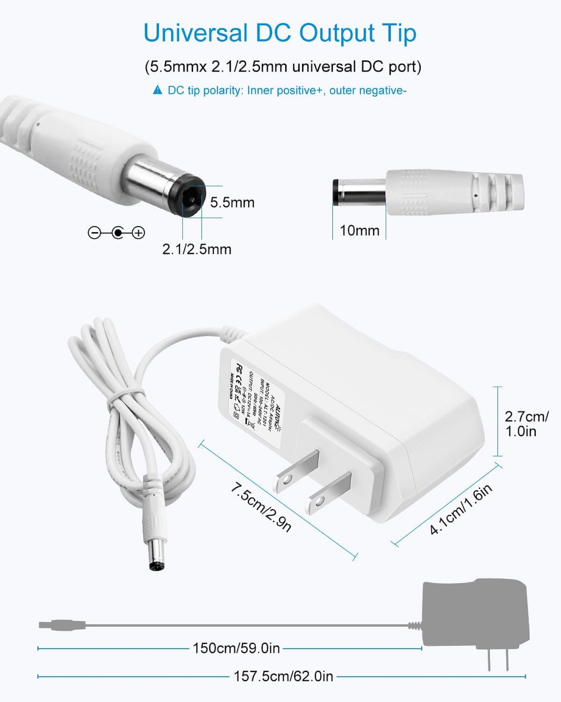 12V 1AMP DC Power Adapter Powers Supply(AC Input 100-240V Dc Output 12 Volt 1 Amps)CCTV Camera,SMPS for LCD Monitor,Router Modem,LED Strip Light,Set Top Box,Router,TV Power Adaptor,