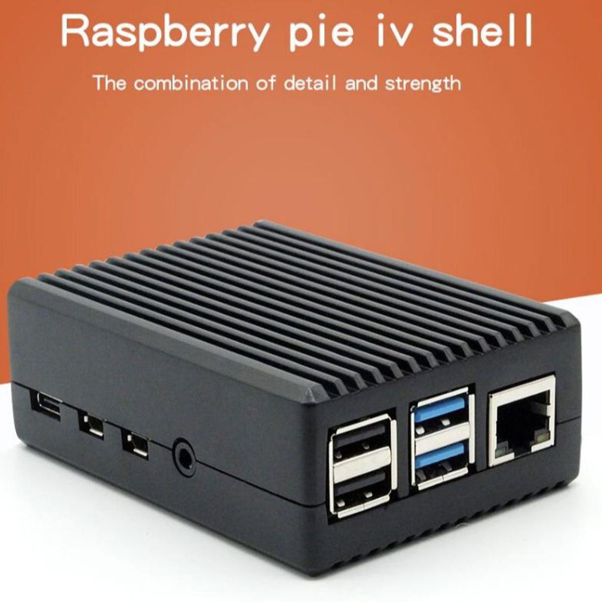 Pi 4 Model B Black Aluminum Alloy Case Passive Cooling Shell Metal Enclosure Heat Dissipation for Pi 4