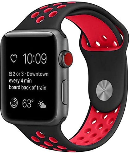 Black Rose Red Breathable with holes sport silicone watch Band for I watch 42mm 44mm 45mm Bracelet Strap